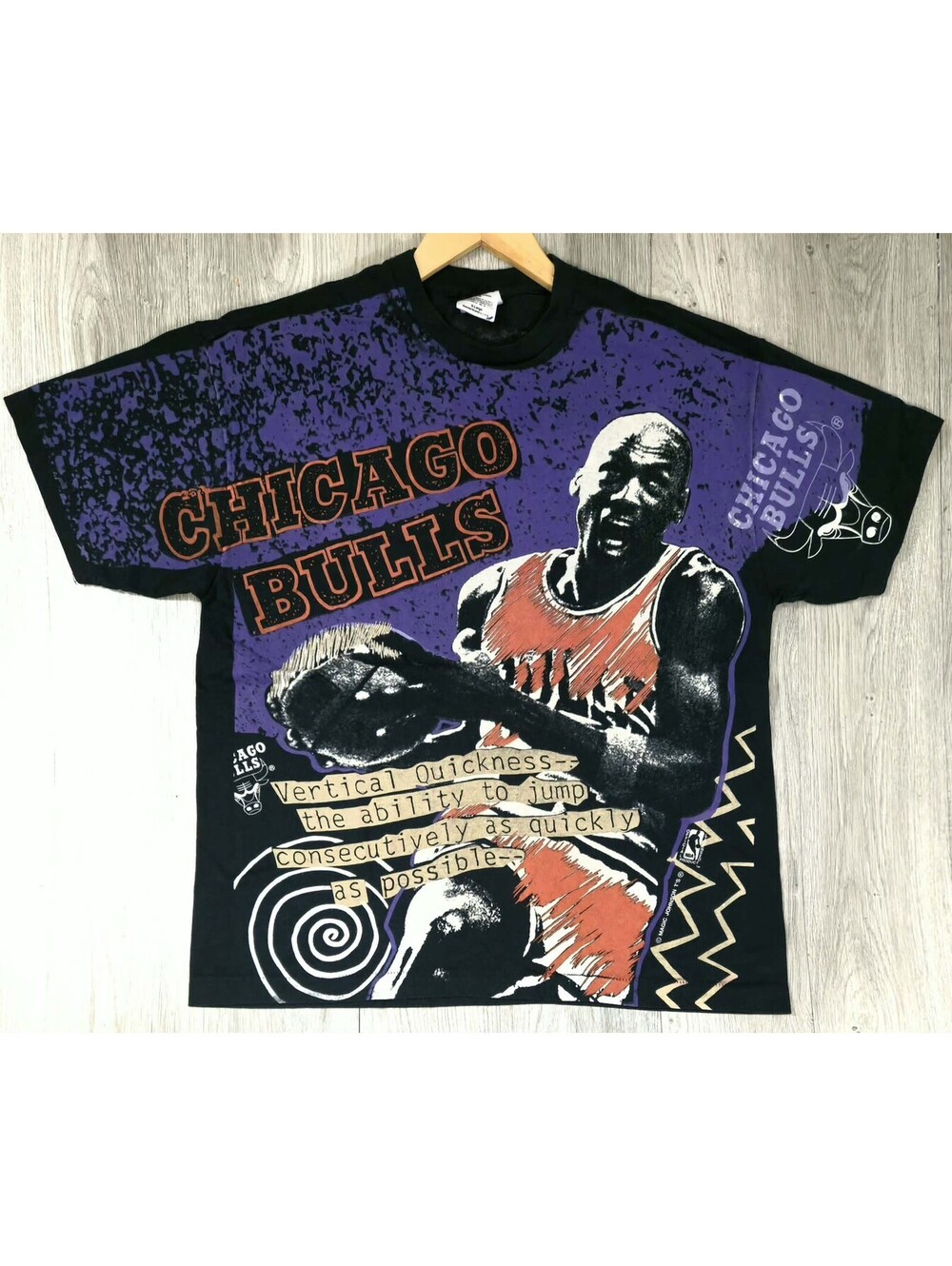 Vintage 90s Chicago Bulls Magic Johnson T’s Vertical Quickness AOP Tee XL